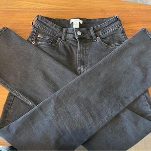 H&M high rise bootcut black wash jeans, size 8